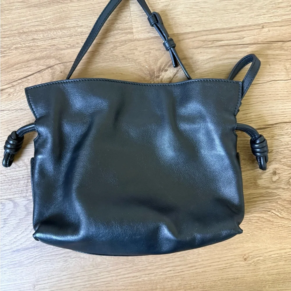 Loewe Flamenco mini - Black Leather Drawstring Crossbody Bag - Picture 9 of 10